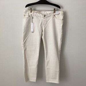 NWT Topshop MATERNITY Straight Leg Jeans Raw Hem White